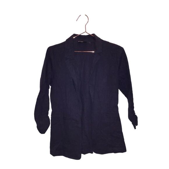 Have linen blend open front blazer with pockets size small - Picture 1 of 4